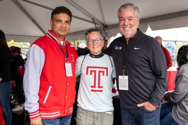 (From left) Abhi Rastogi,&nbsp;Chief Operating Officer & EVP, Temple Health and President & CEO, Temple University Hospital Inc.; Amy Goldberg, MD, FACS, The Marjorie Joy Katz Dean, The Lewis Katz School of Medicine; and John Fry, President of Temple University.