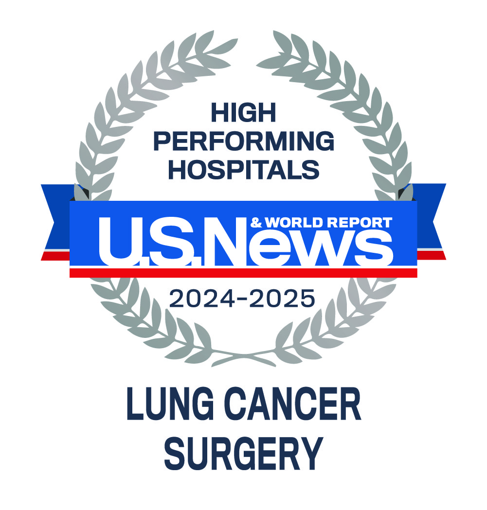 Emblem for Hospitals that are High-Performing for Lung Cancer Surgery 2024-2025