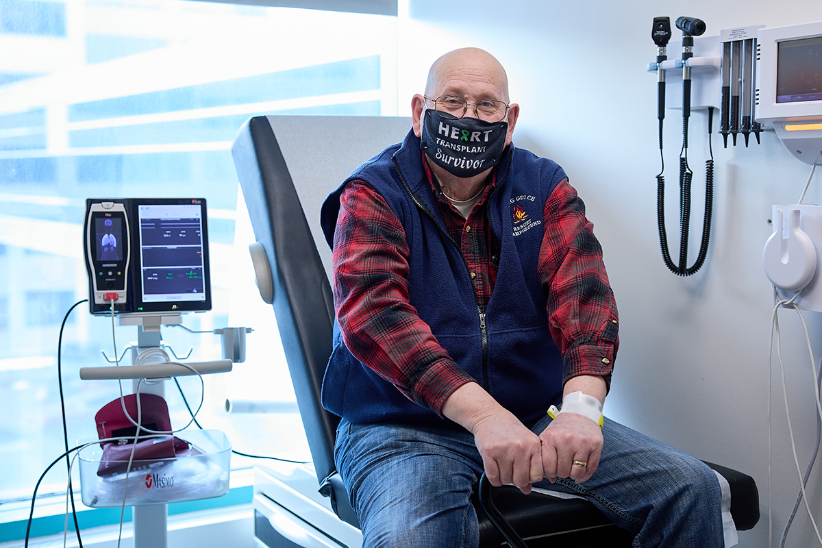 transplant patient in mask