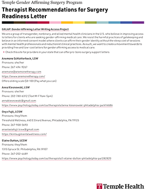 Therapist recommendations for surgery readiness letter