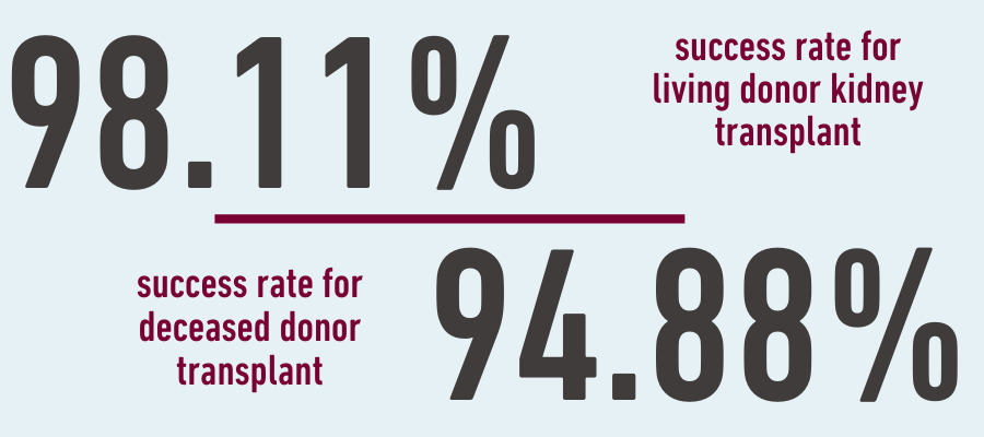 living vs deceased donor success rates