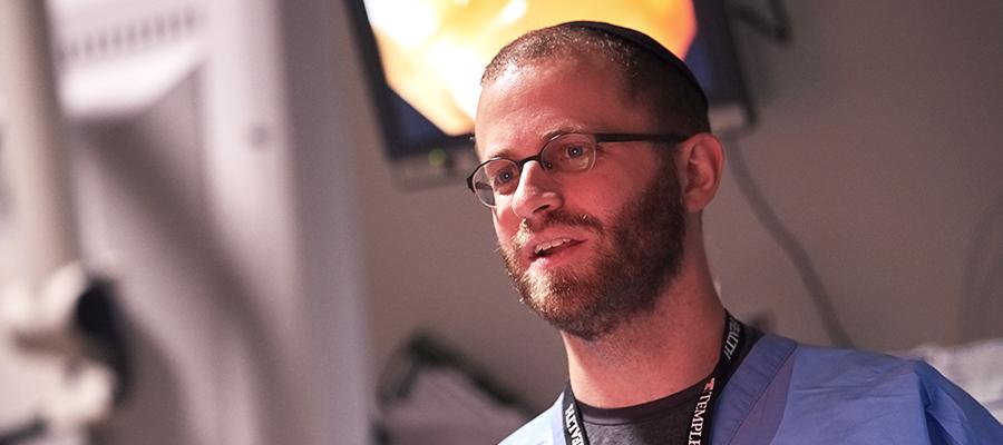 Gastroenterologist oncologist viewing monitor