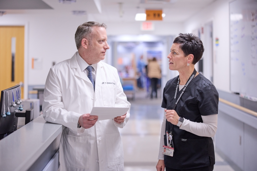 Dr. and Mary talking