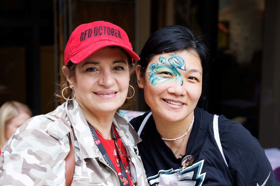 Employees showed off their Phillies spirit—and face paint—at the Fox Chase Block Party.