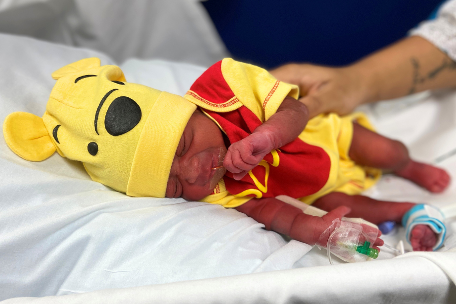 Winnie the Pooh is a favorite of so many children—and now it’ll be a special memory for this newborn, too! 