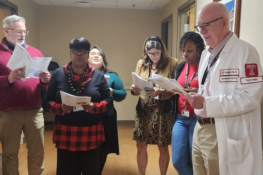 These carolers showed up ready to sing their hearts out!
