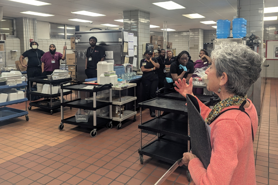 Chamberlain visits TUH-Episcopal Campus to present their staff with the Good Food, Healthy Hospitals Platinum Status Award.