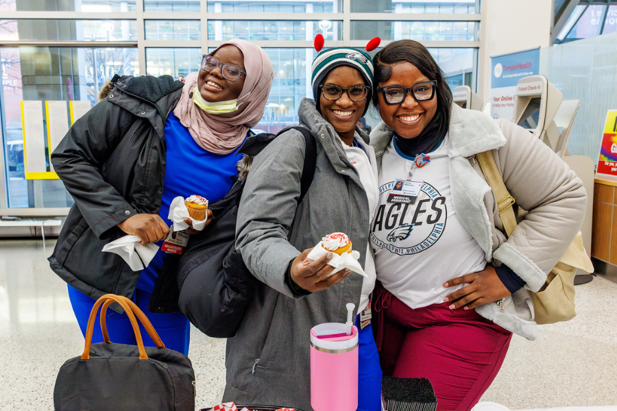 Team members showed off their Eagles—and Valentine’s Day—spirit at TUH-Main Campus.