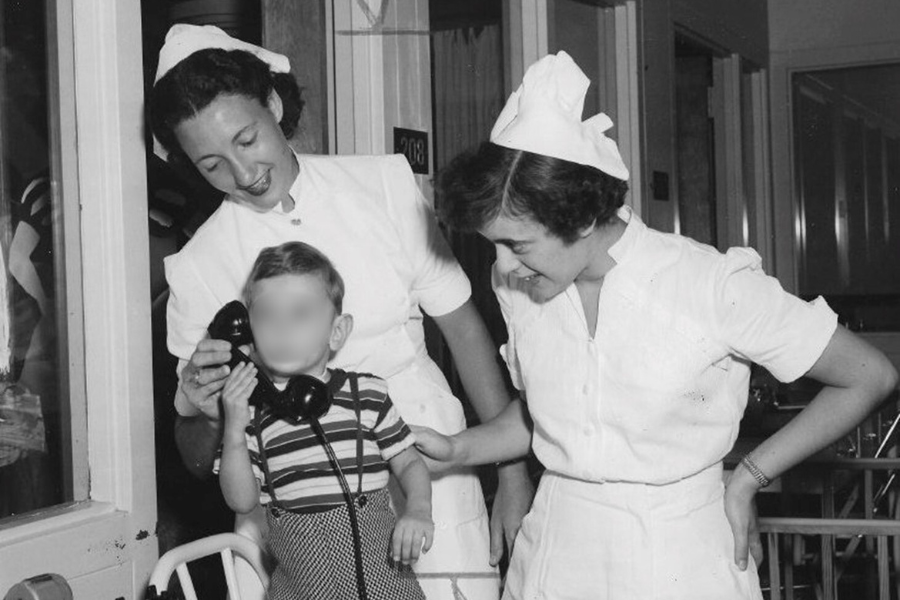 The young child who spent three years at Chestnut Hill Hospital; his face has been blurred for his privacy.