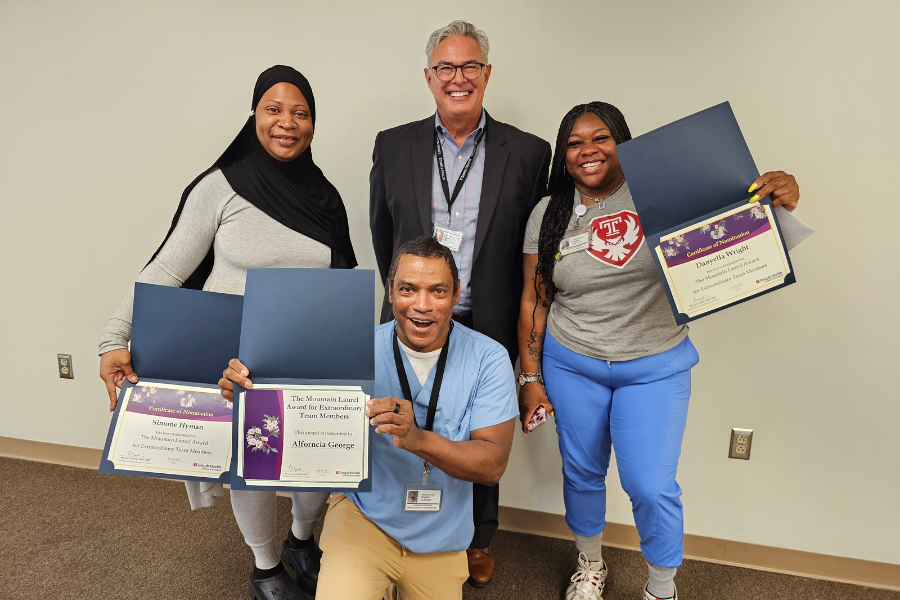 The Q2 Mountain Laurel Award winner and nominees with Richard Newell, MPT, DPT, President & CEO of Temple Health-Chestnut Hill Hospital.  