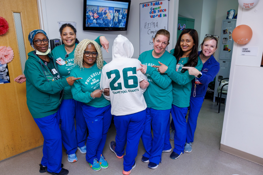 TUH-Main Campus team members show their appreciation to the Giants for trading Saquon Barkley to the Eagles.