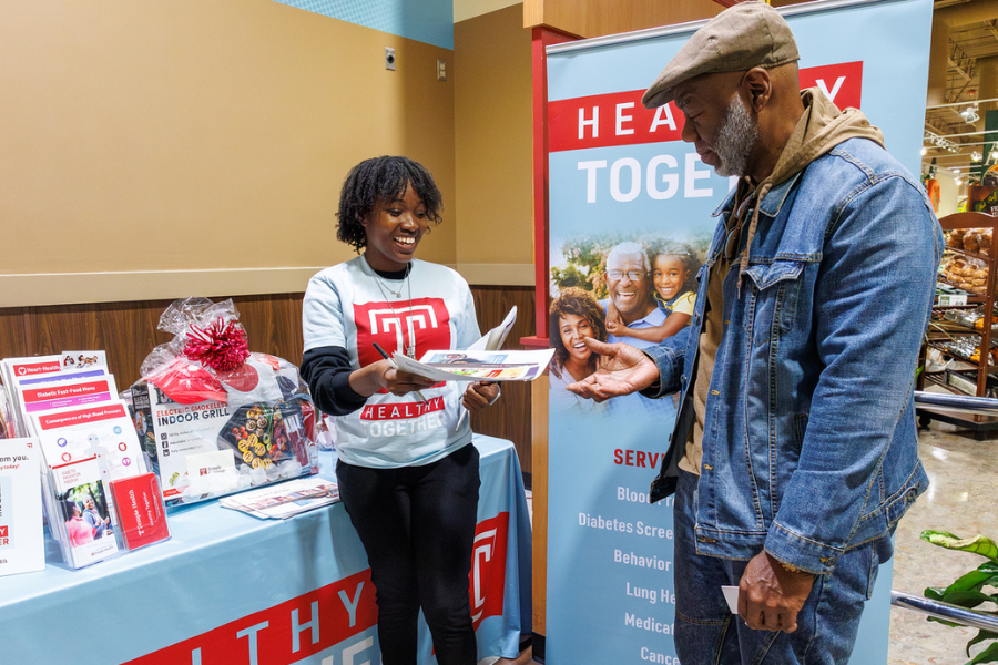 Temple Health team members handed out health education materials to ShopRite of Fox Street shoppers.