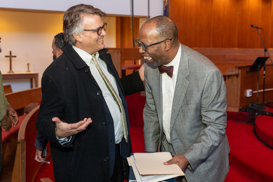 Reverend Major (right) with Michael Froehlich, Esq., of Community Legal Services (left).