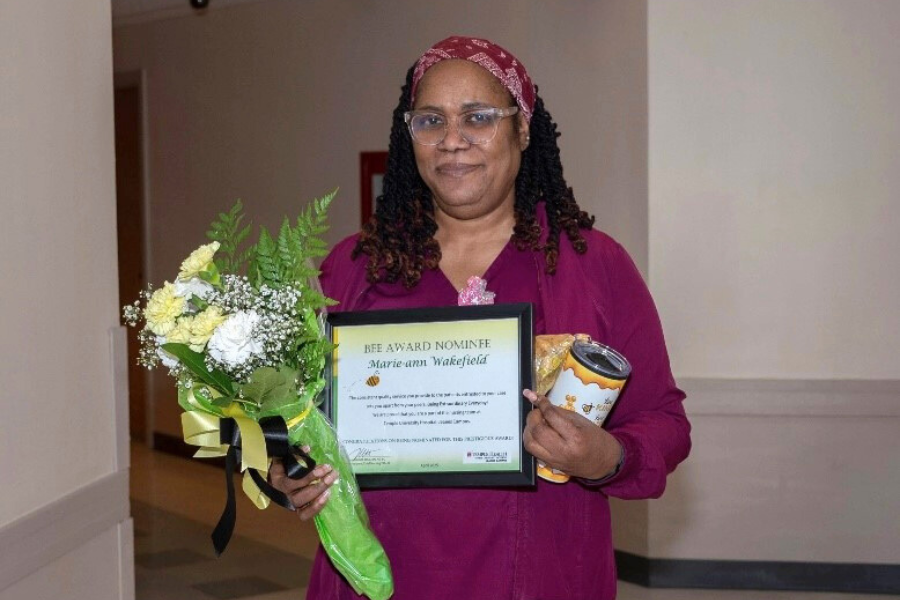 Marie-ann with her April 2025 BEE Award.