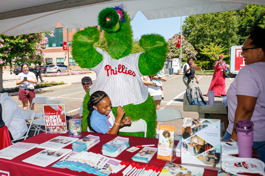 Community members, employees, and the Phanatic himself had a great time at the Back to School Health & Resource Block Party!