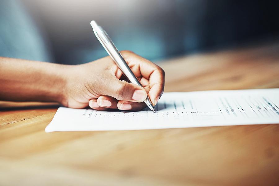 Patient fills out form