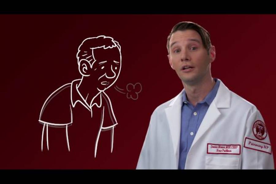 Dominic Marano, MSN, CRNP discussing treatment for pulmonary fibrosis