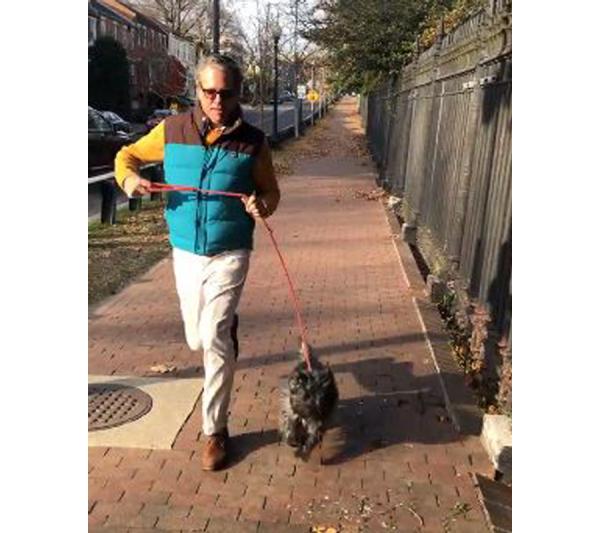 William Rosenau jogging with his dog