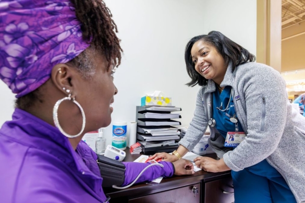 woman patient with physician