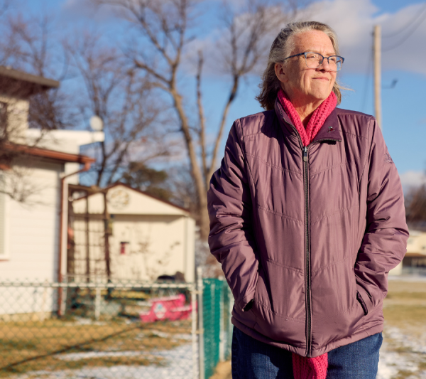 Cathleen walking outside
