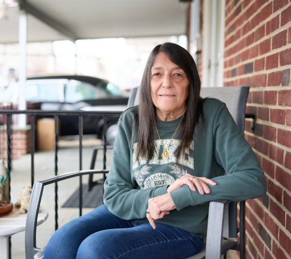 Sharon outside on her porch