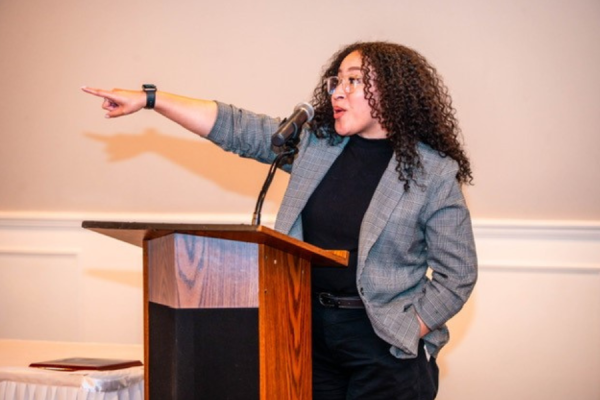 Gonzalez shouts out the Certified Recovery Specialists during her speech at the award ceremony.