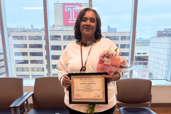 Marie Ciceron, winner of TUH-Main Campus’ Manager of the Quarter Award.