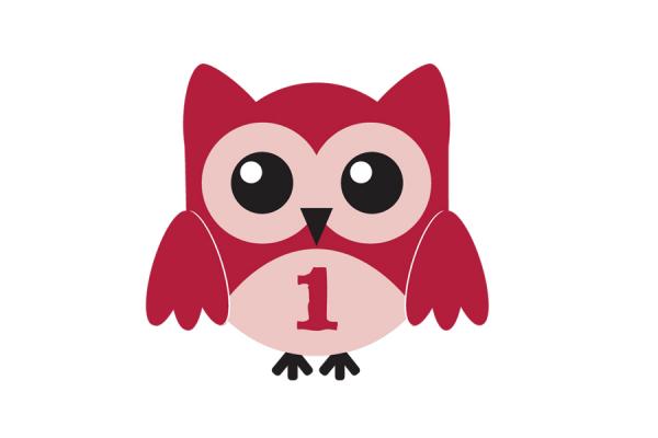 Cartoon owl with number 1 on it