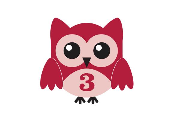 Cartoon owl with number 3 on it